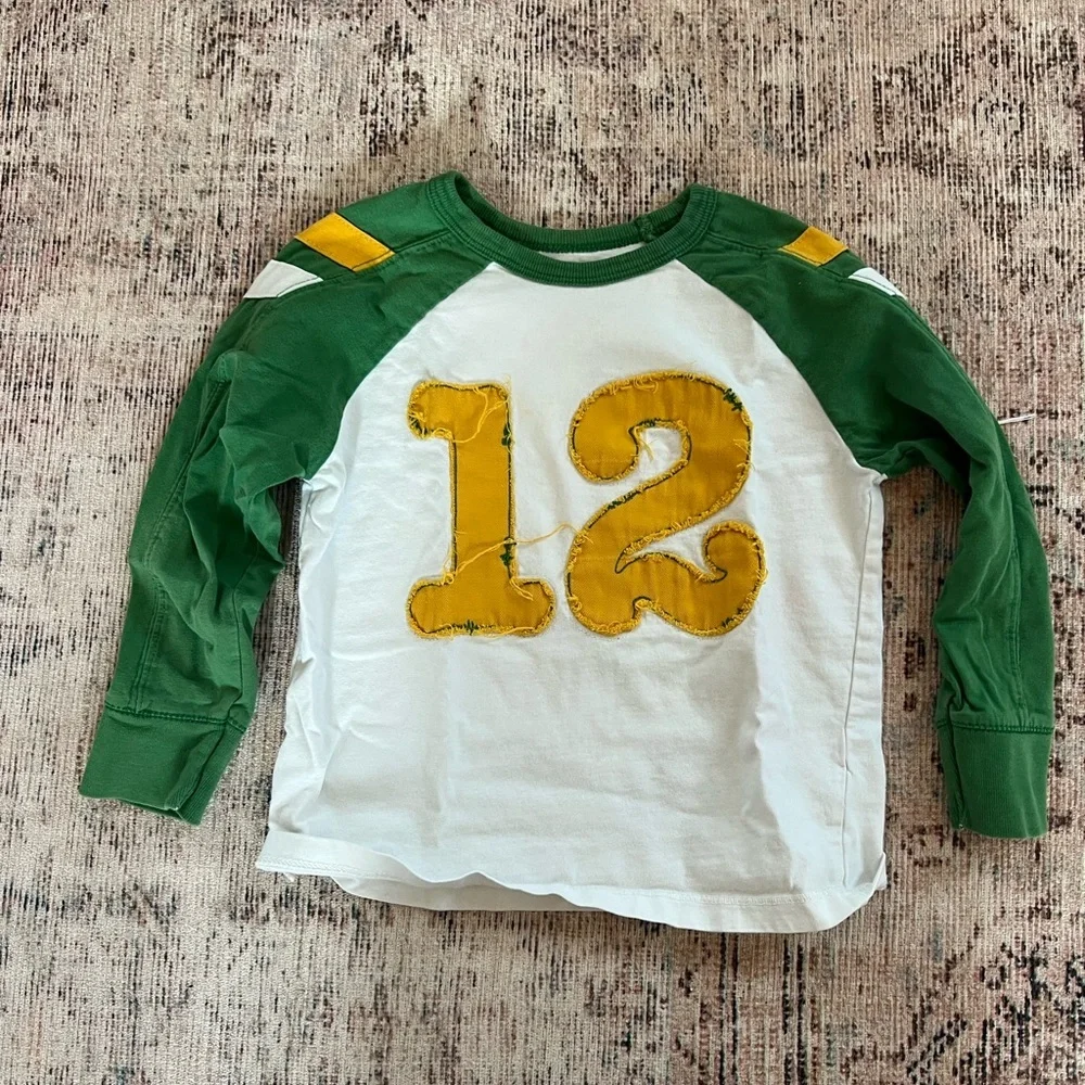 Old Navy Green and White Long Sleeve Tee with Yellow Number